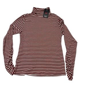 Levi's Women's Long Sleeve Striped Burgundy Top